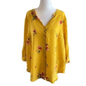 Torrid Yellow Floral Blouse